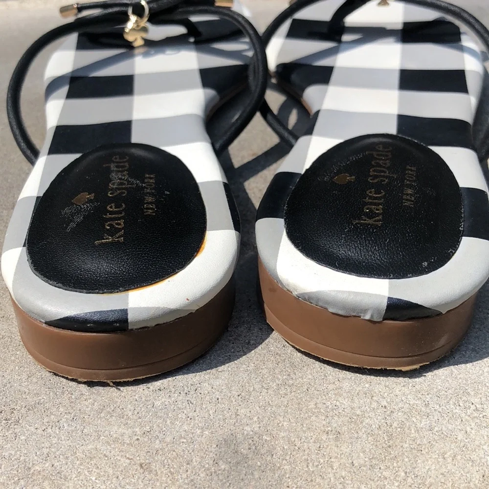 Kate Spade Mystic Bow Sandals flip flops checkered size 7